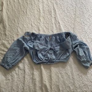 Free People Crop Top Lace Blouse in S